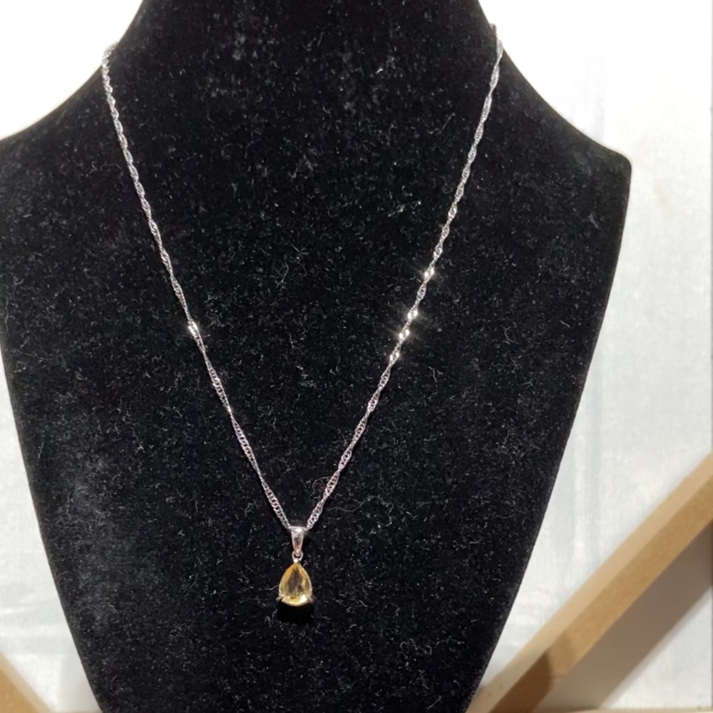Teardrop Lemon Topaz Gemstone 925 Bale Pendant Necklace